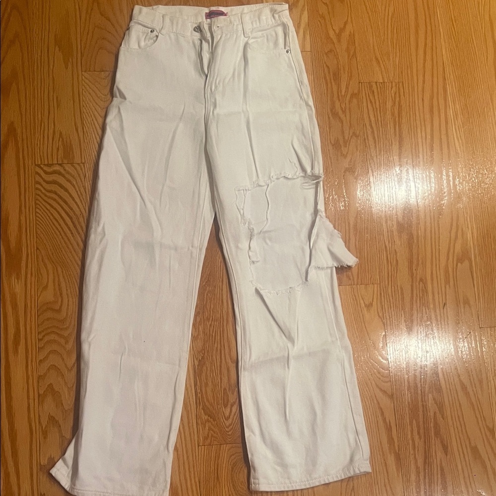 Edikted Elegant White Women's Flare Jeans